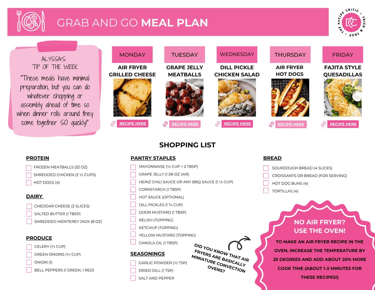 Get and Go Meal Strategy