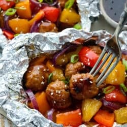 Teriyaki Meatball Foil Packets