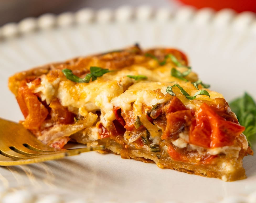 slice of Southern tomato pie