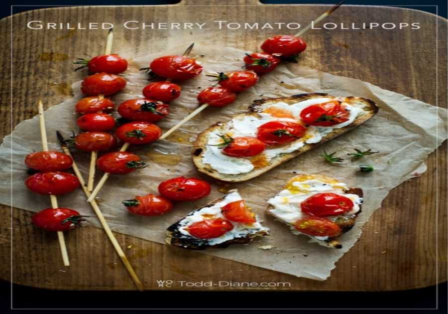 Grilled Tomato Lollipop Toasts