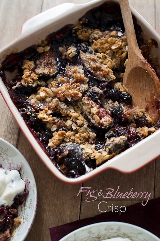 recipe for fig crisp Sticky Fig Blueberry Crisp in a baking dish