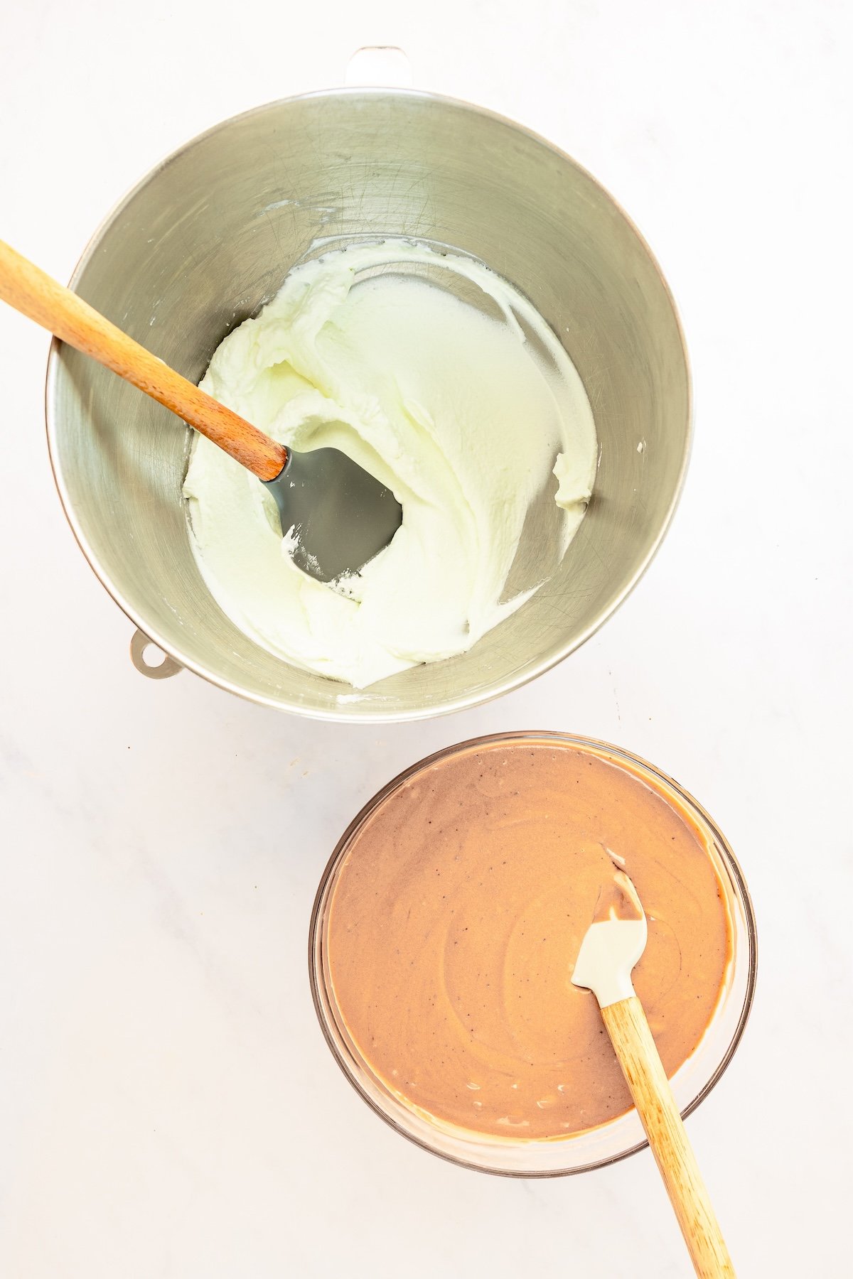 half of whipped cream folded into pudding