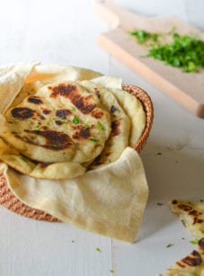 Basket of homemade naan.