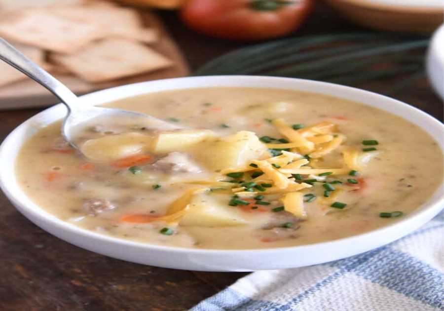 Brightened Up Cheeseburger Soup