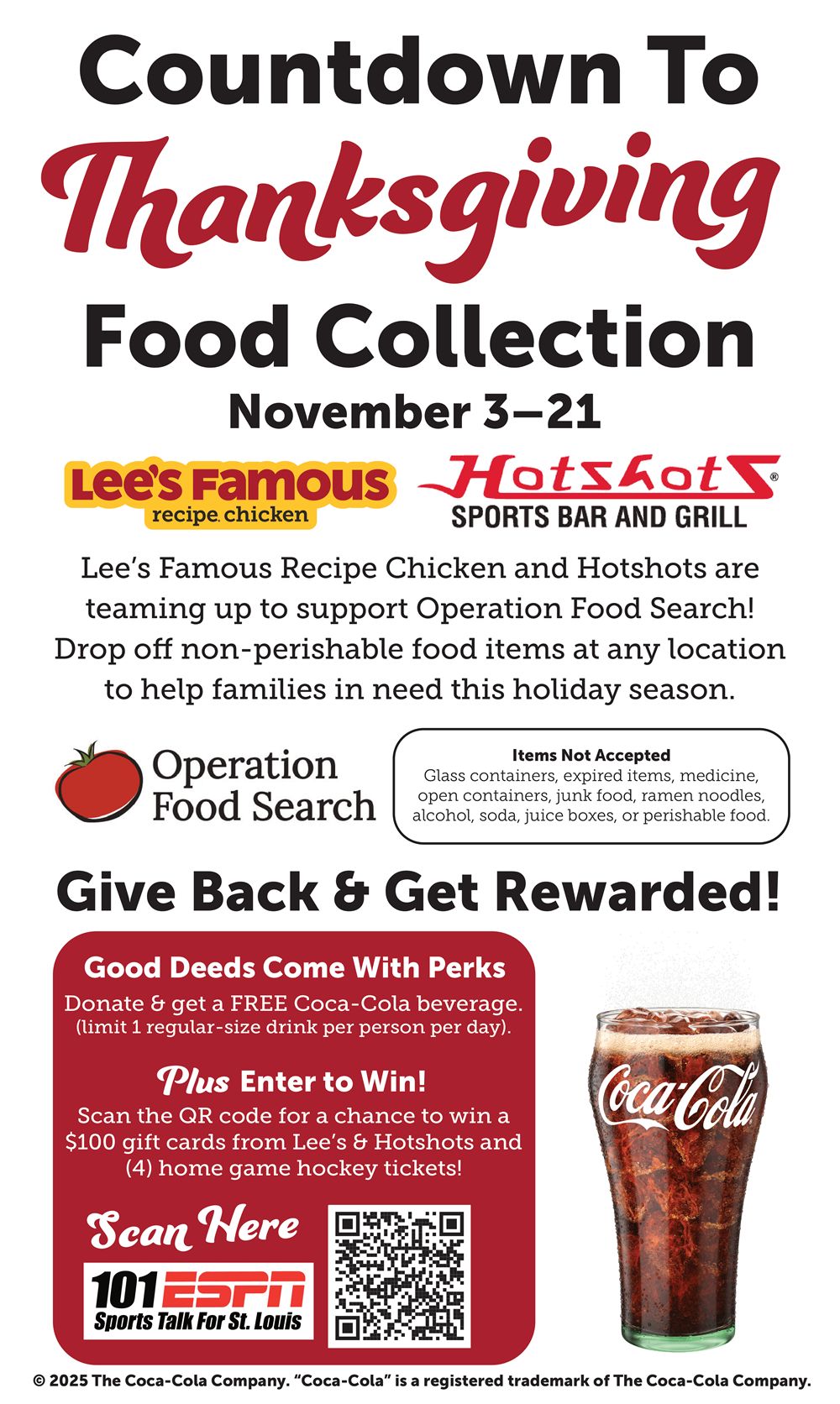 Local Restaurants Unite To Support Operation Food Search With the "Countdown To Thanksgiving" Food Collection Effort