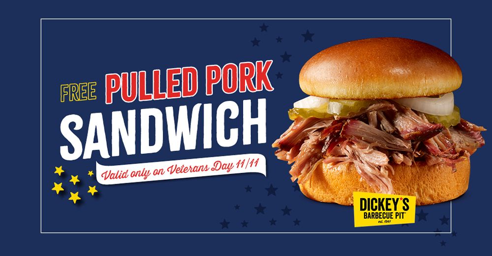 Dickey's Barbecue Pit Offers Free Pulled Pork Sandwich for Veterans Day