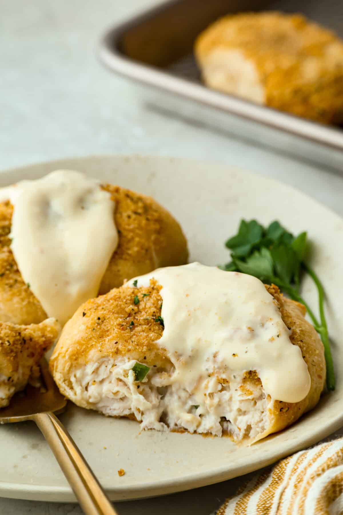 Plated chicken pillows. 