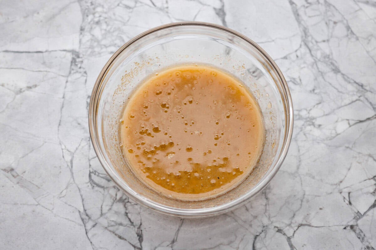 Sauce ingredients all mixed together in a bowl. 