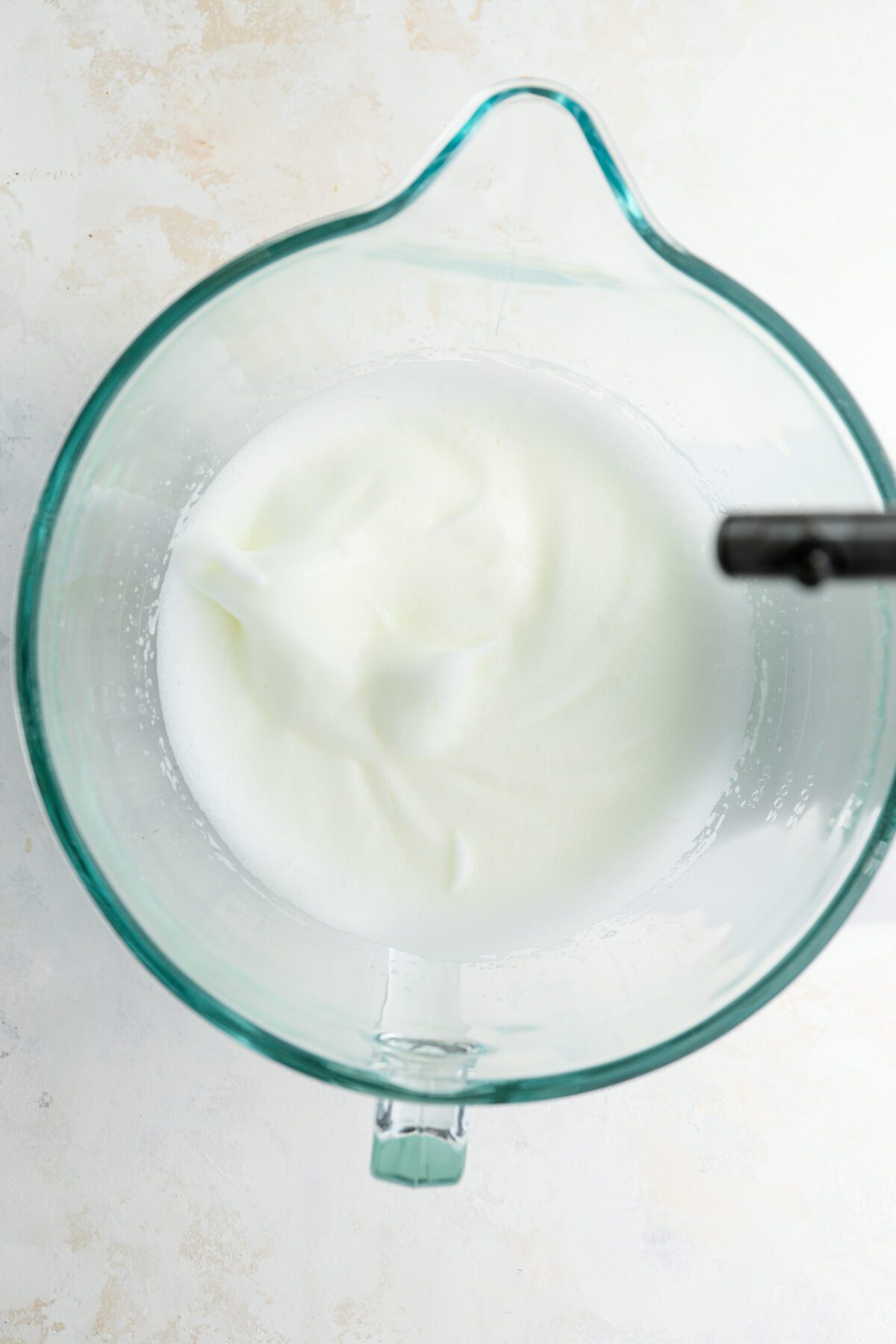 mixing bowl with whipped egg whites