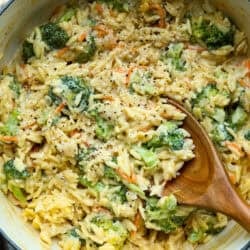 One-Pan Broccoli Cheddar Orzo
