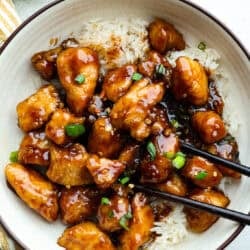 One Frying pan General Tso's Poultry