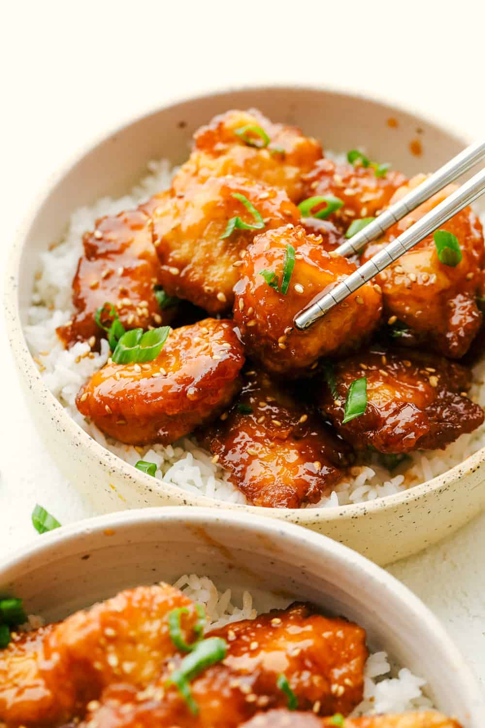 One Frying pan General Tso's Poultry