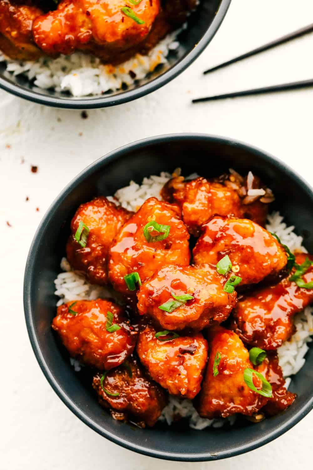 One Frying pan General Tso's Poultry