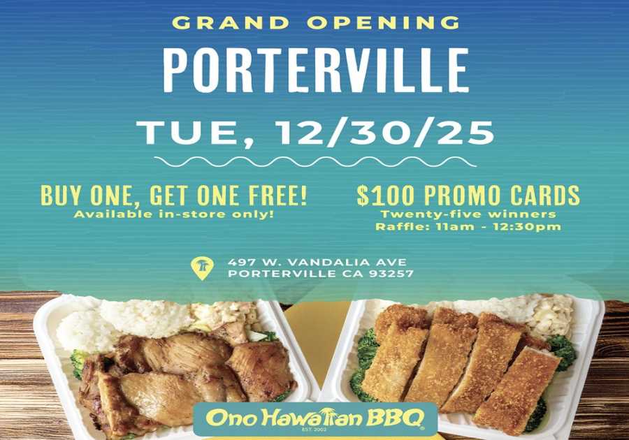 Ono Hawaiian Barbeque Brings Island-Inspired Comfort Food to Porterville with New Restaurant Opening