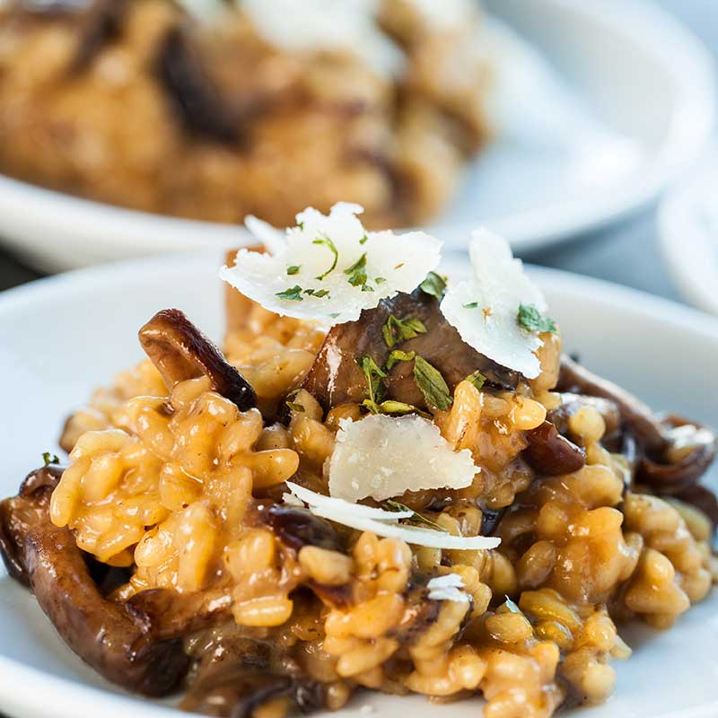 Creamy mushroom risotto - vegetarian date night dinner option