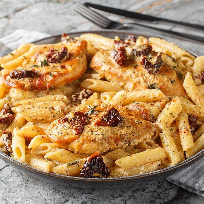 Creamy Tuscan chicken with sun-dried tomatoes - romantic dinner recipe