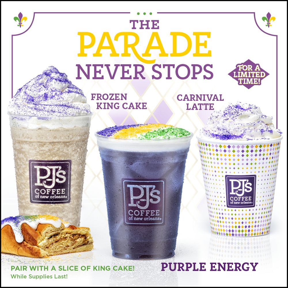 PJ's Coffee Increases Mardi Gras Celebration with New King Cake Pairings