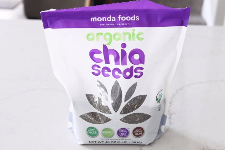 Bag of organic chia seeds.