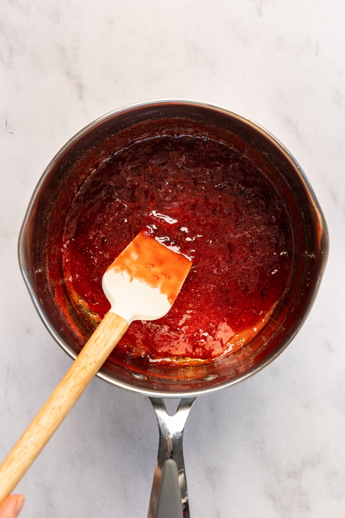 medium pot with thickened jam