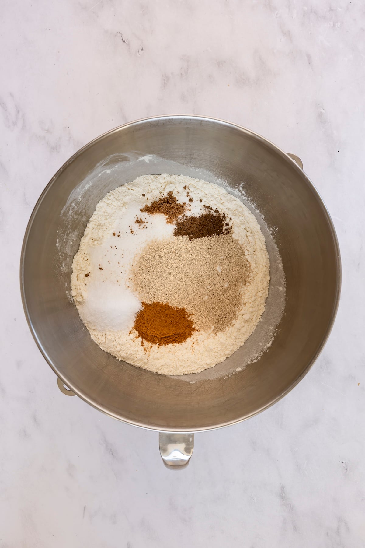 dry ingredients in mixing bowl