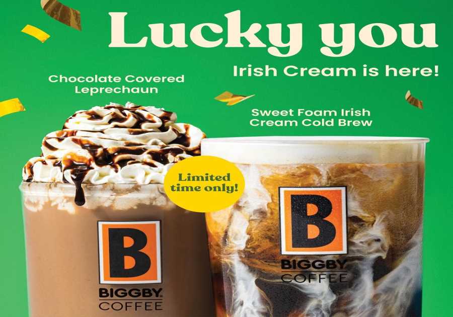 Good luck Is Brewing: BIGGBY COFFEE Brings Back Fan-Favorite Irish Lotion Schedule for St. Patrick's Day
