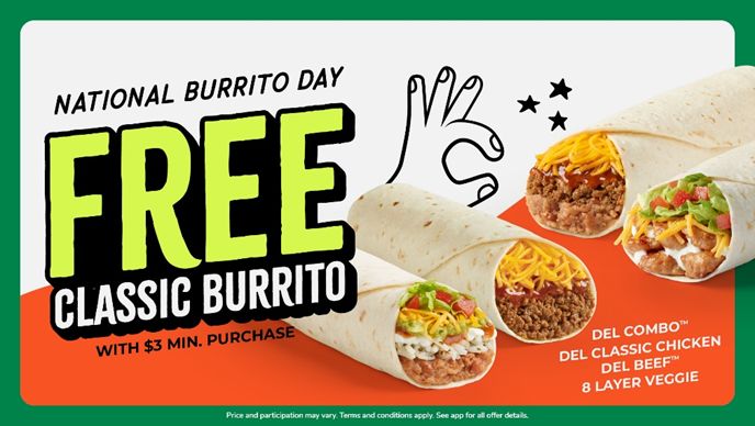 Del Taco Celebrates National Burrito Day With Free Classic Burritos