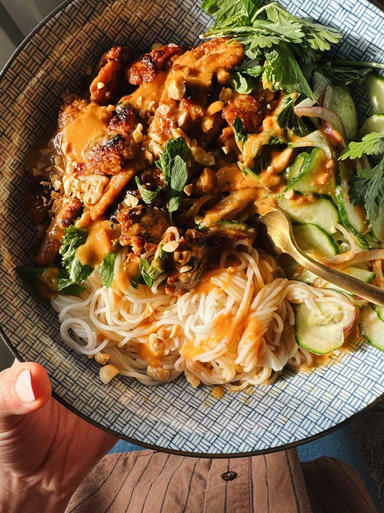 Thai peanut chicken noodle bowl.