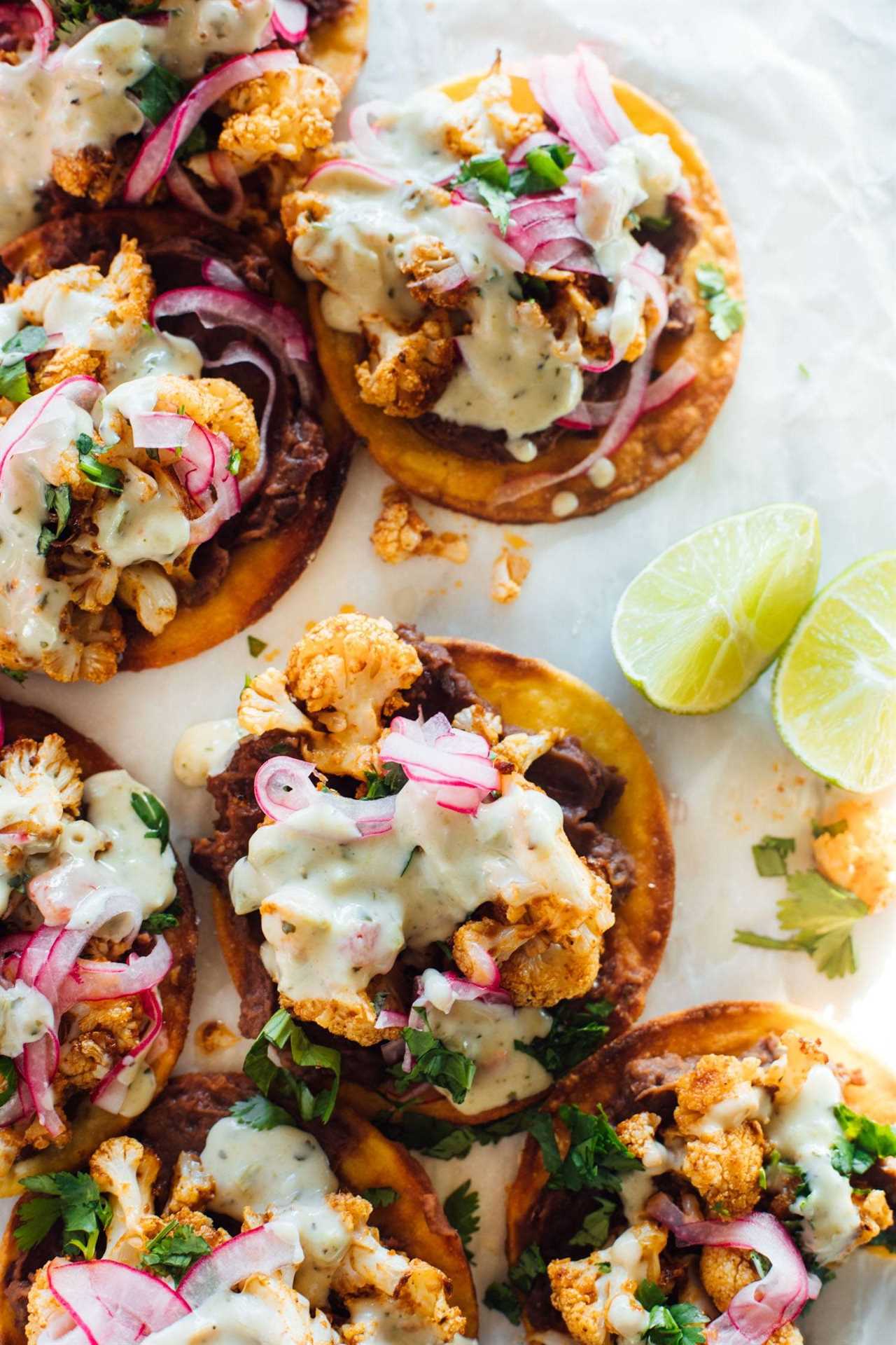 Cauliflower black bean tostadas.