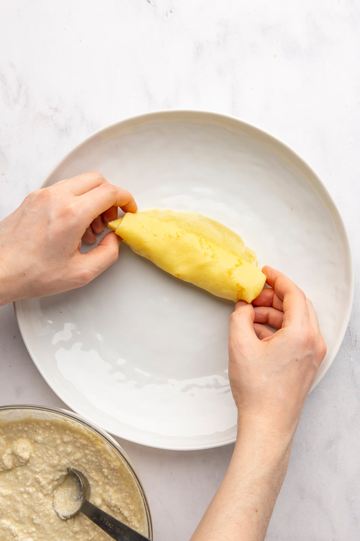 crepe rolled up around filling