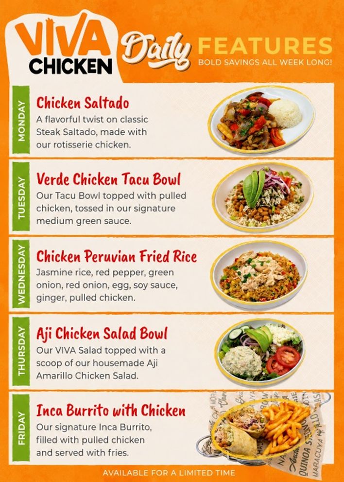 VIVA Chicken Continues Popular Daily Features Menu, Giving Guests More Reasons To Look Forward to Weekdays