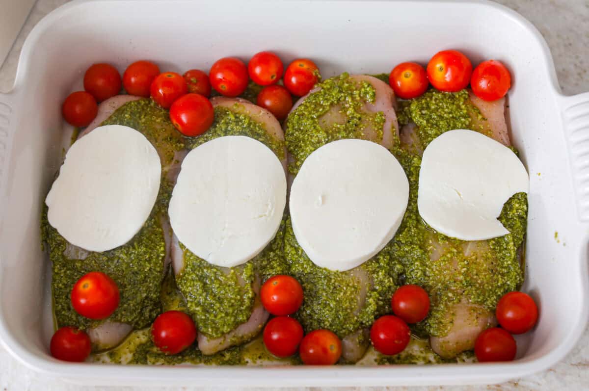 Mozzarella cheese and tomatoes added 