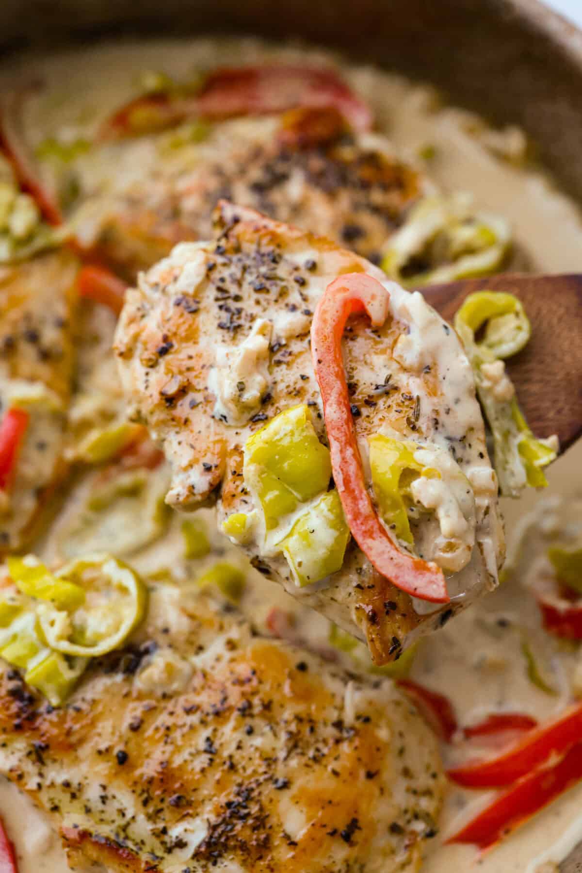 One Frying Pan Creamy Pepperoncini Hen