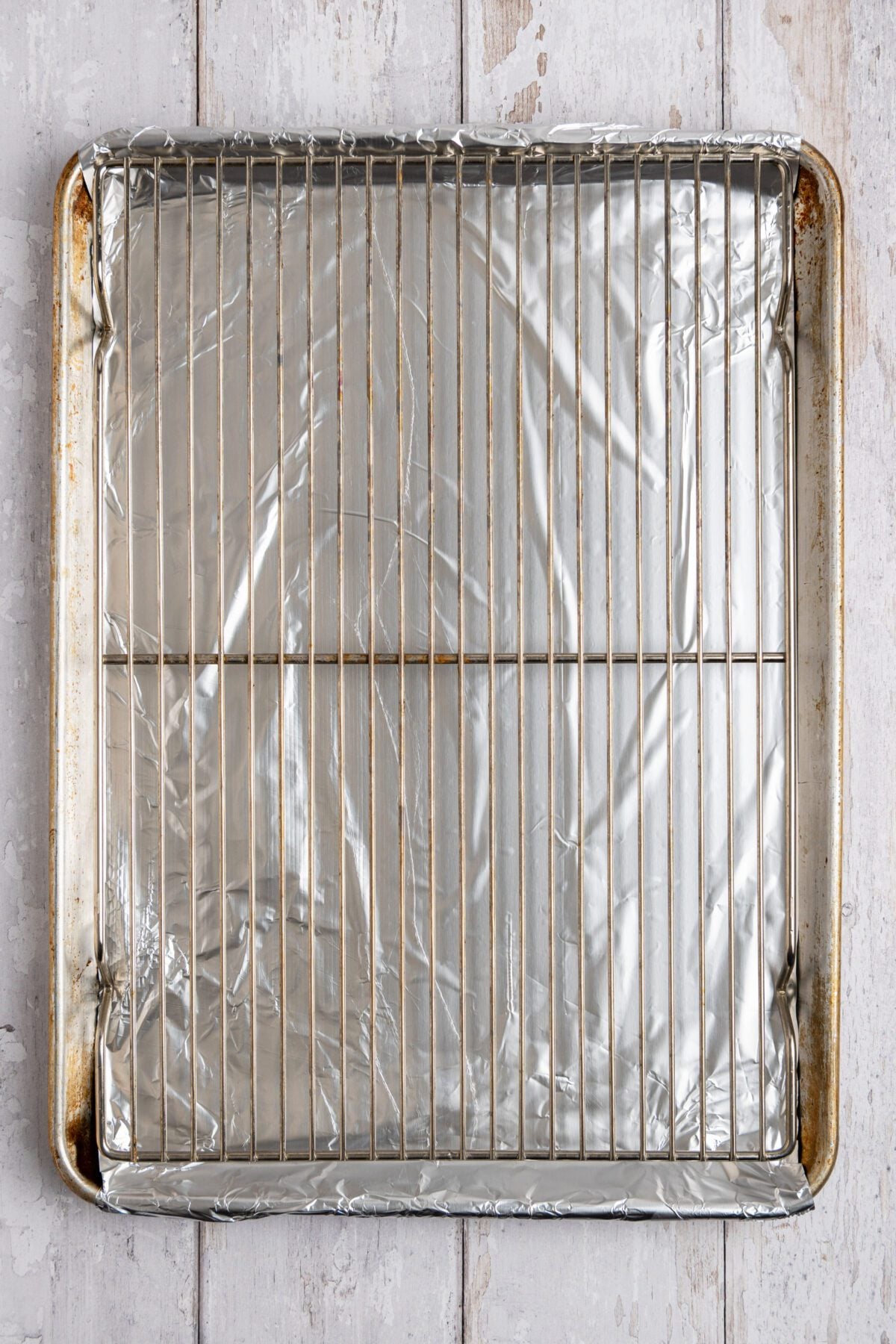 wire rack over foil-lined baking sheet 