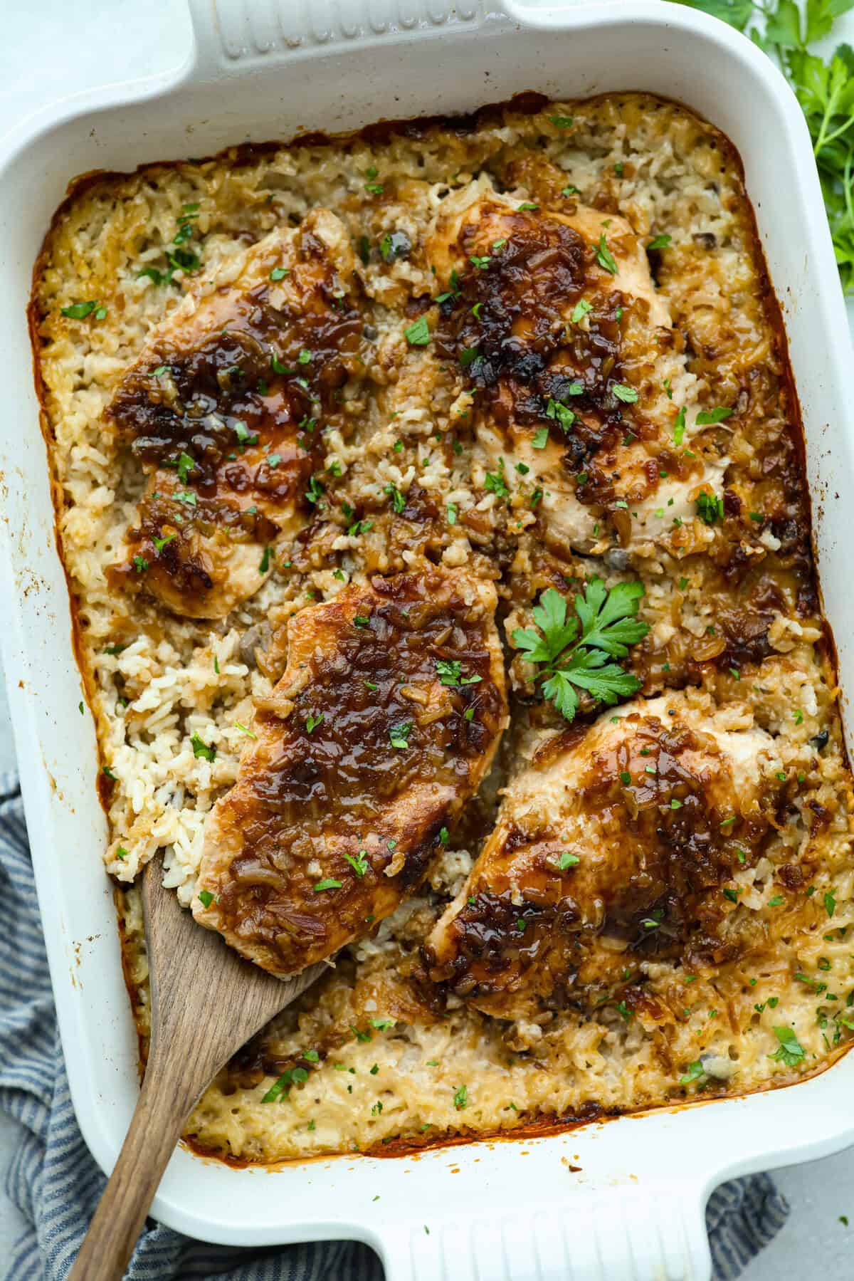 French Onion Hen and Rice Casserole