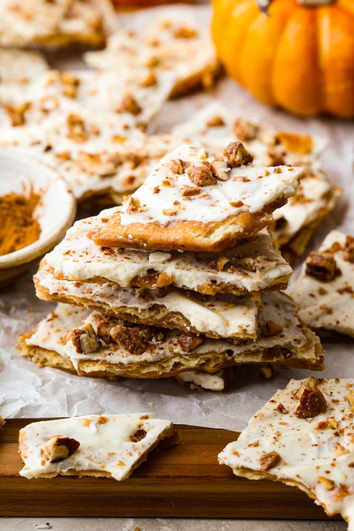 Stack of pumpkin pie spice crack. 