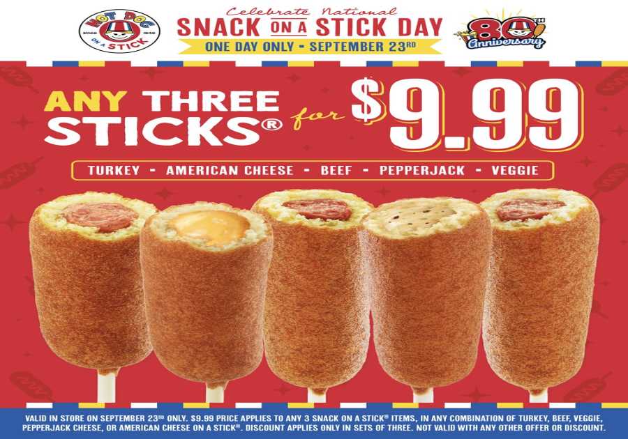 Hot Dog on a Stick Commemorates National Treat Stick Day With 3 for $9.99 Bargain