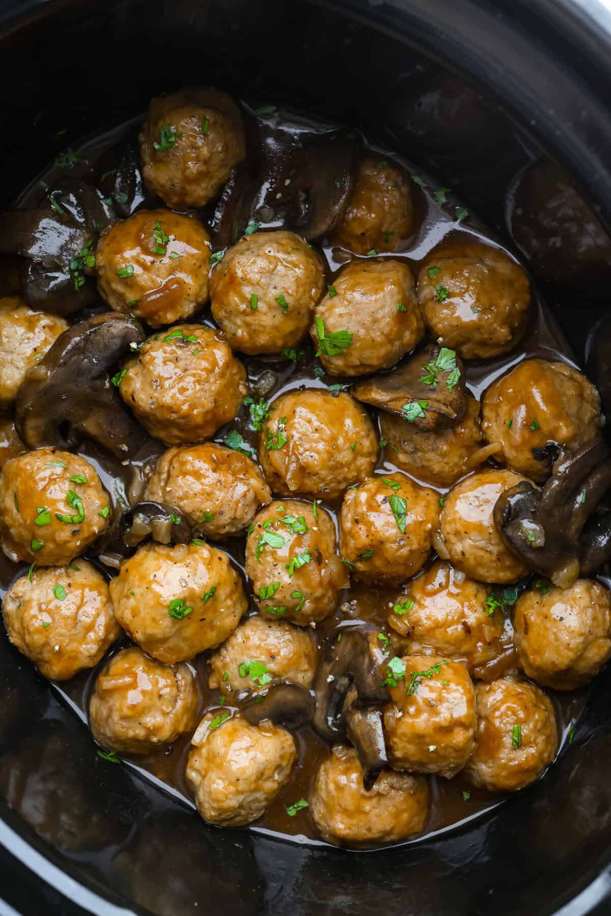 Slow Stove Salisbury Steak Meatballs