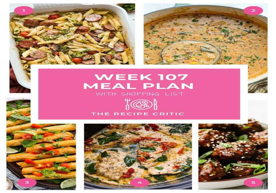 Weekly Meal Plan # 107.